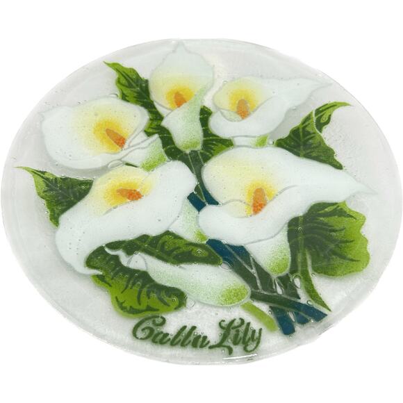 Peggy Karr 2001 CALLA LILY 11" Fused Art Glass Plate with Box Retired LE #928 - Picture 2 of 8